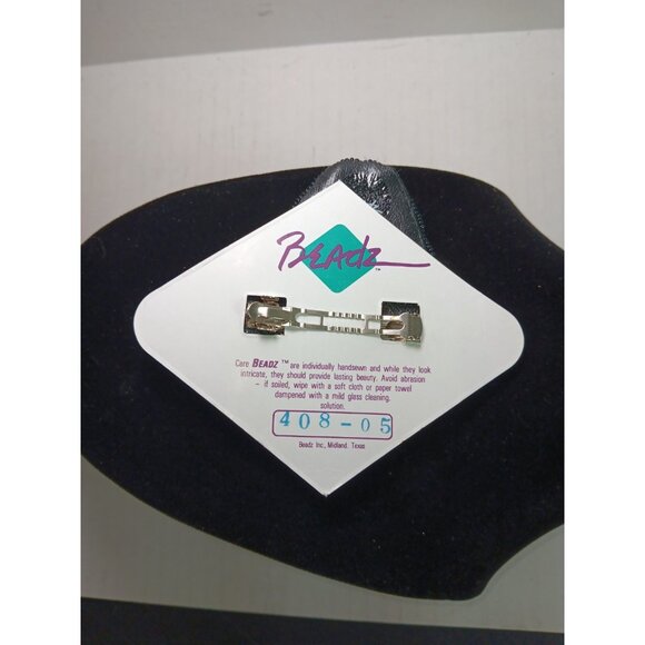 Vintage 80s Beaded Hair Large Barrette Flamingo Palm Tree - Picture 3 of 5